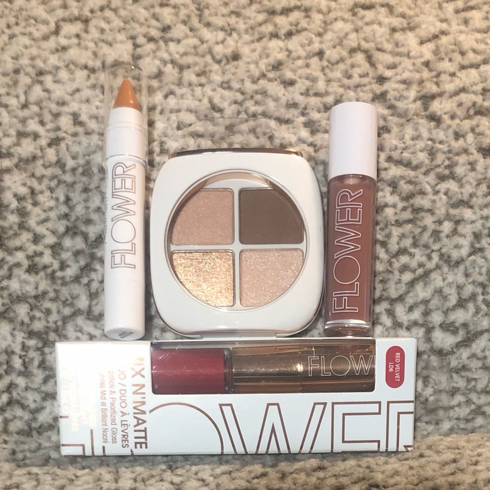Flower Beauty Drew Barrymore Eye Palette, Lip Serum, Under Eye Correct(Set of 4)